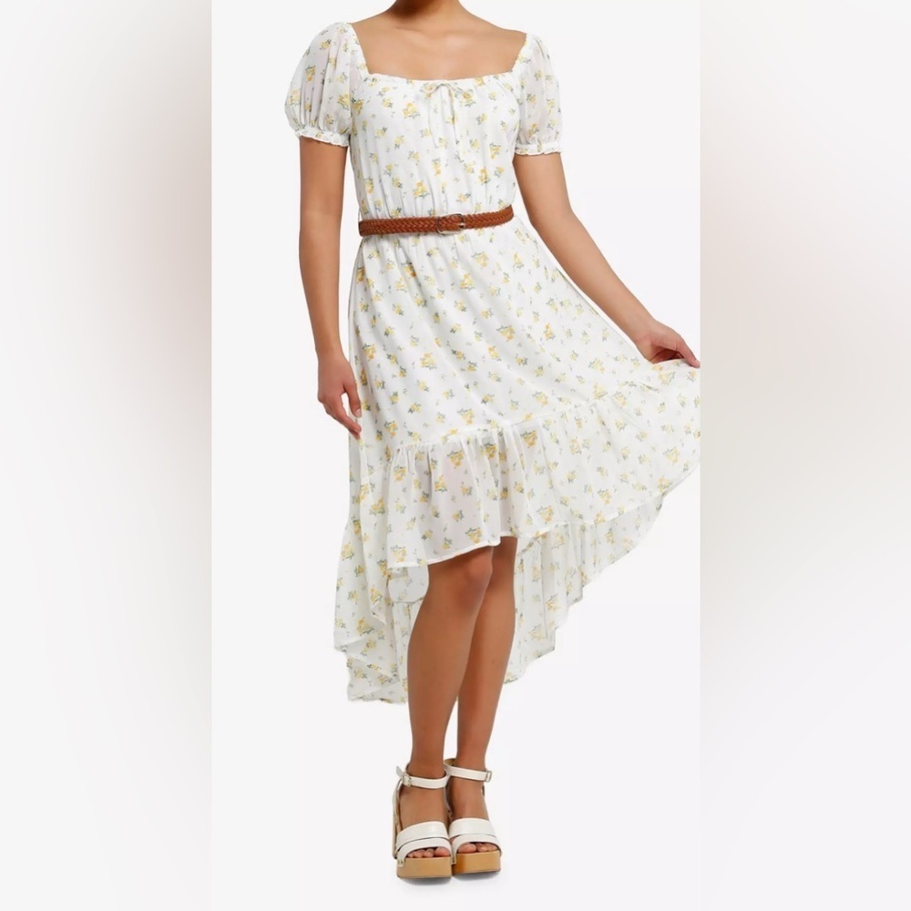 MADDEN GIRL Floral Ditsy Belted Hi-Low Dress(Bust 40” W30”L40”-50”) - Picture 2 of 5